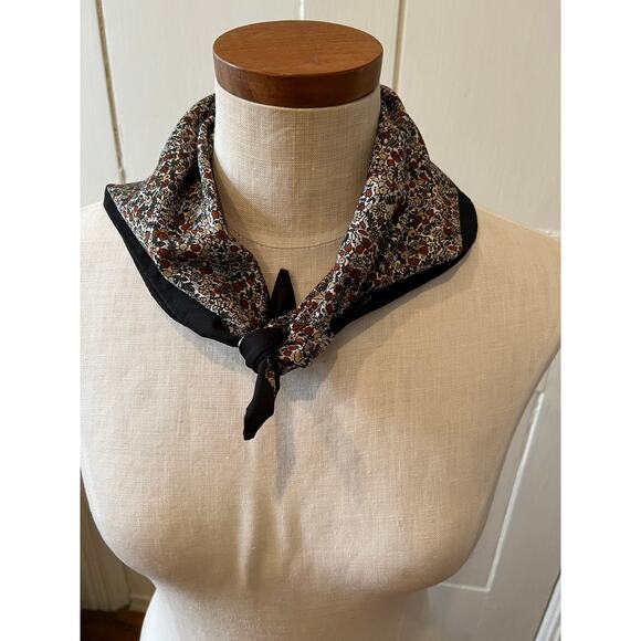 Vintage Cejon tiny brown floral print scarf - Picture 4 of 7